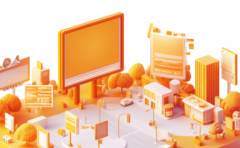 LTv2_ServiceStart Un'illustrazione 3D con billboard, stand, grafica tradizionale, tutto il necessario per una presenza in fiera